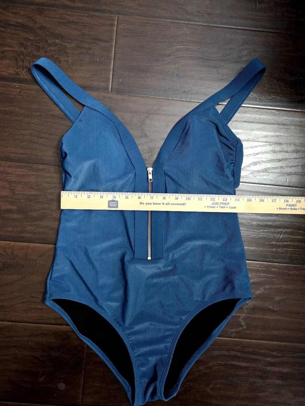 Kona Sol Teal Zip-Front Ribbed One-Piece Swimsuit